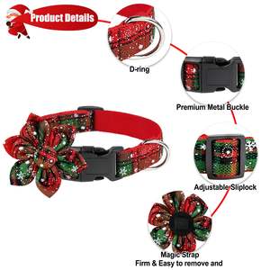 Collar Clásico para Perro con Estampado de Cuadros de Búfalo Navideños, con Hebilla de Metal, Ajustable, con Corbatín, para Perros Pequeños, Medianos y Grandes - Product Image 4