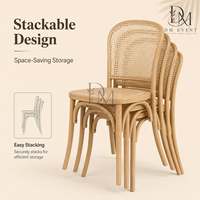 Chaise de salle à manger en PP imitation cannage à grain de bois naturel pour mariages, banquets et événements hôteliers, sièges commerciaux en gros