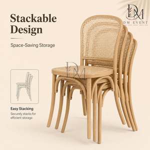 Chaise de salle à manger en PP imitation cannage à grain de bois naturel pour mariages, banquets et événements hôteliers, sièges commerciaux en gros - Product Image 5