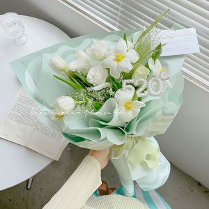 58*58cm/Pcs 20pcs/Lot Korean Style Waterproof <b>Plastic</b> Colorful <b>Thick</b> Floral Bouquet Packaging Paper <b>Sheet</b> for Valentine's Day - Product Image 5