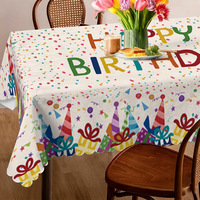 Nappe rectangulaire blanche en polyester, imprimée 4 couleurs, durable, lavable, 55x95 pouces, pour fête, pique-nique, décoration