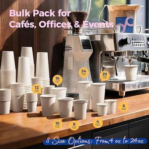Gobelets en papier de 12 oz, paquet de 1000, à paroi simple, jetables, pour boissons chaudes, blancs - Product Image 6