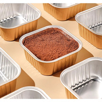 Barquette carrée en aluminium et PP de 9x9cm, 180ml, compatible friteuse à air et four, jetable, pour gâteaux et plats à emporter