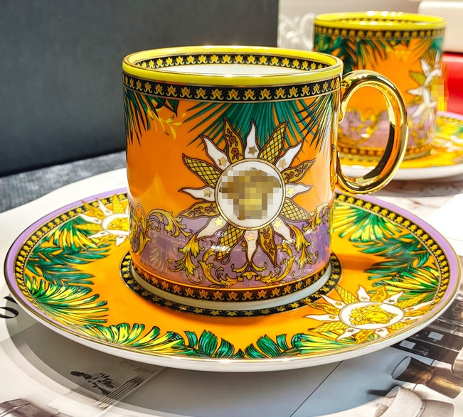 Set Tazza E Piattino In Porcellana Bone China – Modello Tigre, 180 Ml, Con Cucchiaio, Bordo Dorato, Regalo Elegante Per Tè E Caffè, Ceramica Fine