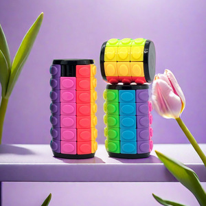 New <b>Magic</b> Tower Cube Educational Mini Kids 4 Levels Rotating Magnetic Puzzle Cube Fedget Rainbow 3D - Product Image 5