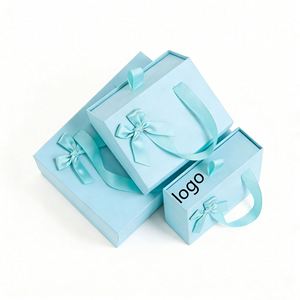 Factory Direct Customizable Light Blue Drawer Gift Box With <b>Ribbon</b> Elegant Ideal for Cosmetic & Gift Packaging - Product Image 1