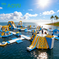 Parc aquatique gonflable commercial AOYU sur mer, parc aquatique flottant gonflable, parc d'attractions aquatiques, parcours d'obstacles pour adultes