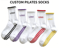 Chaussettes de yoga, de pilates et de fitness en tricot épais personnalisées, antidérapantes, mini chaussettes à volants en jacquard