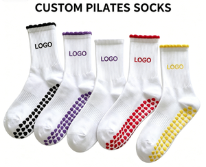 Chaussettes de yoga, de pilates et de fitness en tricot épais personnalisées, antidérapantes, <span class=keywords><strong>mini</strong></span> chaussettes à volants en jacquard - Product Image 1