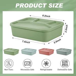 Boîte à lunch bento en silicone avec 4 compartiments, chauffable et étanche pour enfants - Sans BPA - Product Image 2