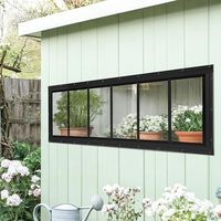Ventana Trasera para Cobertizo, Ventana Corredera de Aluminio de 10x35 Pulgadas, Vidrio Templado, Diseño de Granja, para Gallinero o Casa de Juegos