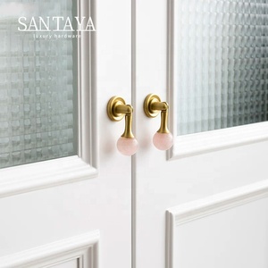 Santaya Brushed Brass Handles Kitchen Cabinet Pulls Bedroom Wardrobe Drawer <strong>Knobs</strong> Furniture Crystal Handle - Product Image 5