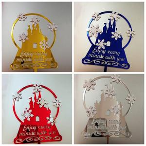 Decoración para Pastel de San Valentín en Acrílico, Disfruta de Cada Minuto Contigo, Decoración Romántica para Pastel con Castillo Dorado - Product Image 2