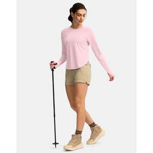 2025 femmes léger UPF 50 + Protection UV à manches longues chemise de soleil séchage rapide entraînement randonnée hauts rose clair-extérieur - Product Image 2
