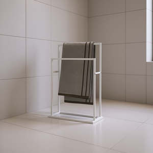 Toallero Rectangular de Hierro Blanco, Diseño Moderno, 80 cm, Accesorio de Baño Independiente - Product Image 2