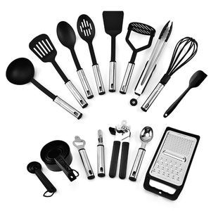 24 pièces d'ustensiles de cuisine en nylon sans BPA avec manche en acier inoxydable - Product Image 2