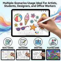 Pena Stylus Aktif iPad Pro Air Mini dengan Layar Baterai, Penolakan Sentuhan Telapak Tangan, Sensitivitas Kemiringan, Pengisian Daya Magnetik Nirkabel, dan Aplikasi