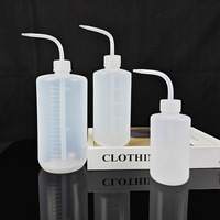 Botol Cuci Silinder HDPE 250/500/1000mL Botol Bilas Tekan Laboratorium dengan Corong Melengkung Skala Terukur Badan Tebal Tutup Sekrup