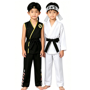 Karate <strong>Cobra</strong> <strong>Kai</strong> Cosplay Taekwondo Costume Kid Adult Black White Kimono Uniform Headband Anime Halloween Party TrainingTracksuit - Product Image 1