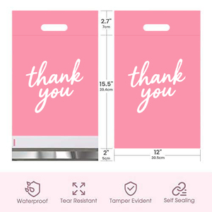 Buste Postali in Plastica Biodegradabile Rosa Personalizzate per Spedizioni Commerciali, 10x13 con Manico Fustellato - Product Image 4