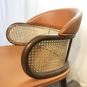 Silla de Comedor Moderna de Diseño para Restaurante, Madera Maciza, Ratán, Cojín de Cuero Suave, Cómoda <span class=keywords><strong>y</strong></span> Casual - Product Image 2