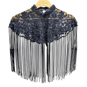 Vintage Beaded Fringe <b>Cape</b> Shawl Shoulder Wrap Kushang Textile Elegant Banquet/Party Cover-Up Women In-Stock Sample - Product Image 1