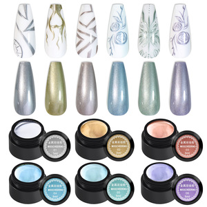 <b>Mirror</b> Hook Line Painting Gel Metal Glue Japanese Phototherapy Nail Liner Drawing Gold Silver Manicure Art Polish Supplies - Product Image 1