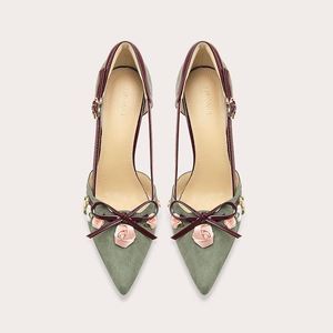 Nouvelles sandales d'été à talons hauts style fée, à bout pointu, avec décoration florale - Product Image 3