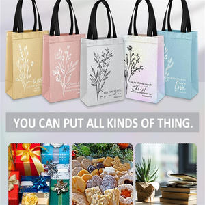 Bolsas de regalo no tejidas con versículo de la Biblia Floral medio, bolsos de bienvenida de pedido personalizado para Iglesia, <span class=keywords><strong>Semana</strong></span> <span class=keywords><strong>Santa</strong></span>/Domingo de Pascua, Material de PP - Product Image 5