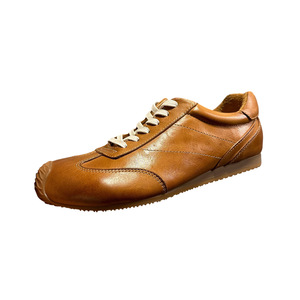 Chaussures de sport décontractées pour hommes en cuir marron à talon bas, à lacets, style rétro, confortables pour le quotidien - Product Image 1