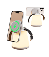 Mini chargeur puissant avec lumière LED nocturne, station de charge sans fil magnétique 4 en 1 pliable pour téléphone portable et montre intelligente