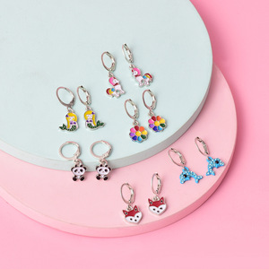 Juego de pendientes de aleación para niños con dijes de animales de diamantes de imitación, regalo de joyería para niños - Product Image 2