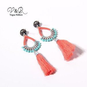 joyas de piedra de pavimentación de Textil envuelto con cuentas borla Frange gota <span class=keywords><strong>pendientes</strong></span> de cristal de Murano <span class=keywords><strong>pendientes</strong></span> - Product Image 2