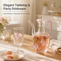 Ensemble de théières et de gobelets en verre borosilicate transparent résistant à la chaleur, vente en gros