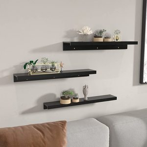 Estantes Flotantes de Madera Negra, Diseño Moderno, Estante de Pared para Almacenamiento de Libros, para Oficina en Casa y Sala de Estar, Color Personalizable - Product Image 6