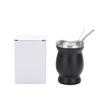 Gourde isotherme à double paroi en acier inoxydable de 4oz et 8oz avec logo personnalisé, pour Yerba Maté, écologique, portable, cadeau d'affaires, avec paille
