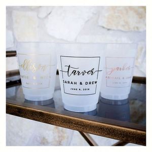 Vasos Esmerilados Personalizados para Bar de Recepción de Bodas, Ecológicos, Reutilizables, Decoración para Fiestas de Boda, Vasos de Plástico Personalizados - Product Image 6