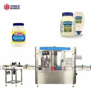 YB-NJ4 Automatic Piston Filler And Capper Mayonnaise BBQ Fish Jar Paste Chili Tomato Packing Bottle Sauce Filling Machine