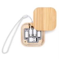 Boîte de rangement en bambou à charge rapide 5A écologique avec kit de câble adaptateur de charge multi-USB type C à C 60W pour utilisation sur ordinateur