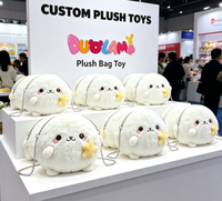 Sac en peluche blanc neige, porte-monnaie, jouet, visage rond moelleux, yeux perlés, joues roses, chaîne étoile, OEM ODM