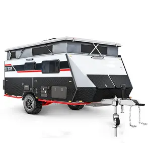 Fctrailers Luxury Towing Mini Camping Trailer Small Caravan with Tent and Kitchen travelling camper trailer