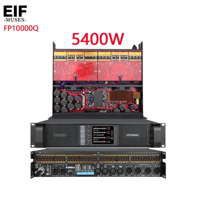 EIF FP10000Q 5400W 4-Channel Professional Power Amplifier Durable Stereo Stage Use Metal Ceiling Mount 8/4 Ohm XLR 20Hz-20KHz