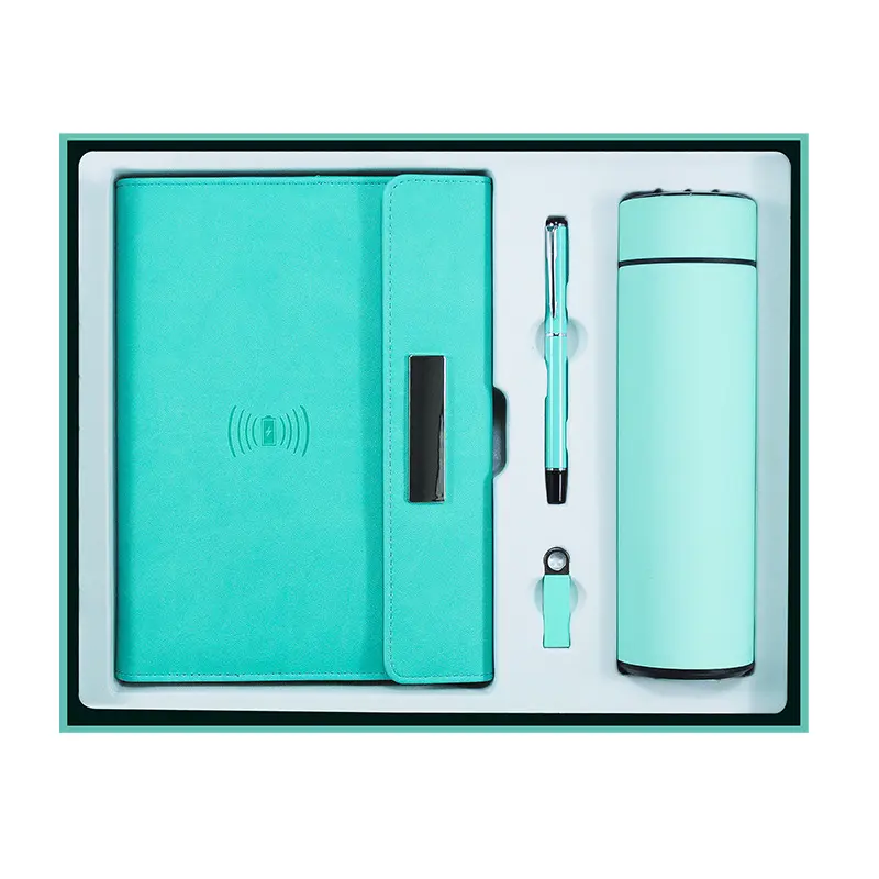 Nieuwe Product Ideeën 2022 Sky Blue Notebook Gift Set Met Fles Voor Custom Gift Box