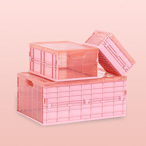 Collapsible Lightweight Plastic <b>Storage</b> <b>Box</b> Easy-to-Carry Foldable Organizer for Food Bedding Clothing for <b>Camping</b> - Product Image 2