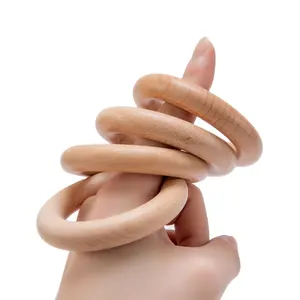 주문 팔찌 Teether 54mm 자연적인 Beech 밤나무 나무로 되는 젖니 반지 아기 장난감