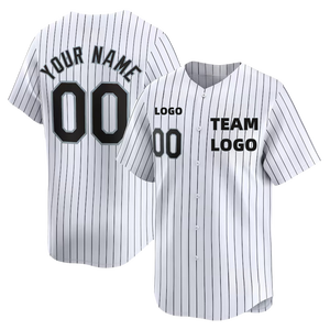 قمصان رياضية بالجملة مخصصة لفريق شيكاغو الأمريكي، قميص بيسبول أبيض بأزرار وتصميم أسود مخصص رخيص ومطرز - Product Image 5