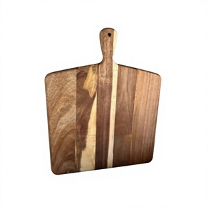 Planche à découper rectangulaire en bois d'acacia et de teck écologique, faite à la main, épaisseur 2,0 cm, pour servir la pizza et les fromages, avec poignée de couteau, passe au lave-vaisselle - Product Image 5