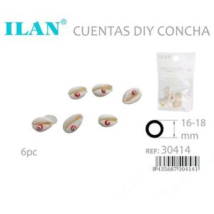 Perles de coquillage Ilan 16-18 mm motif œil bord doré rouge pour artisanat DIY 6 pièces - Product Image 3