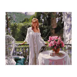 40*50 Tuin Schoonheid Portret, Interessante Diy Digitale Schilderen Door Getallen, Kleurrijke Art Decoratie Olieverf