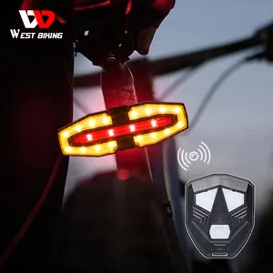 WEST BIKING多機能盗難防止アラーム自転車リアライトスマートブレーキテールライトType-C充電ワイヤレスターンシグナル